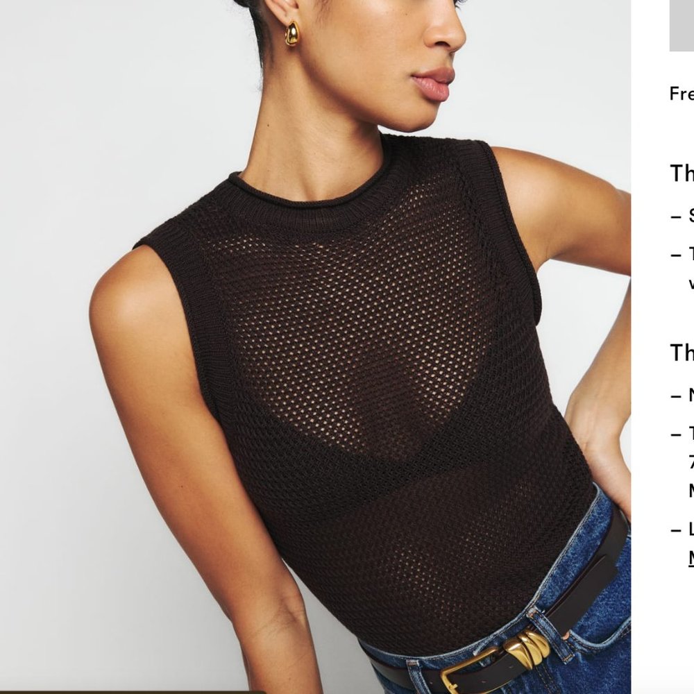 Reformation Colton Sweater Tank Chocolate Brown - Size S